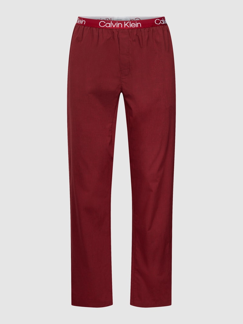 Pyjama-Hose mit Label-Details Modell 'SLEEP' in dunkelrot
