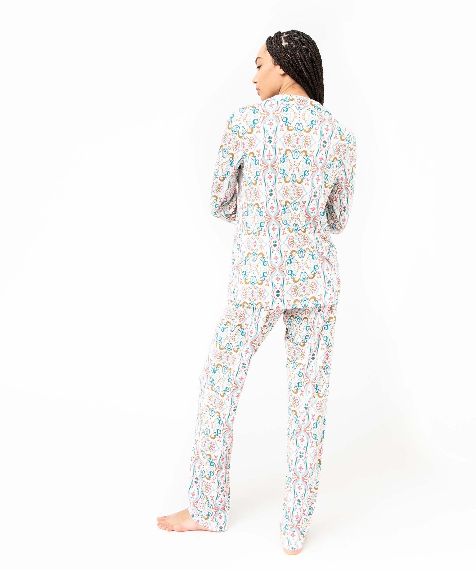 Pyjama deux pièces : chemise et pantalon femme imprime | GEMO