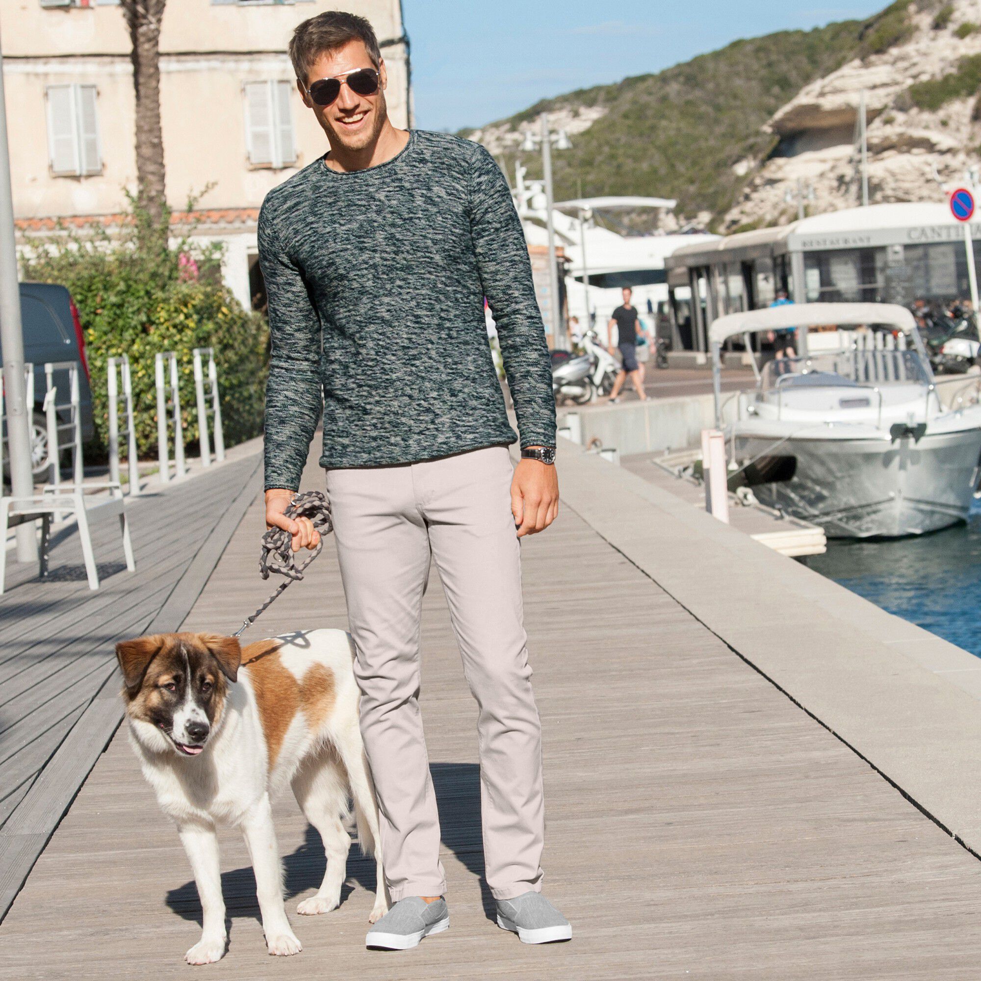 Pantalon droit 5 poches twill coton extensible