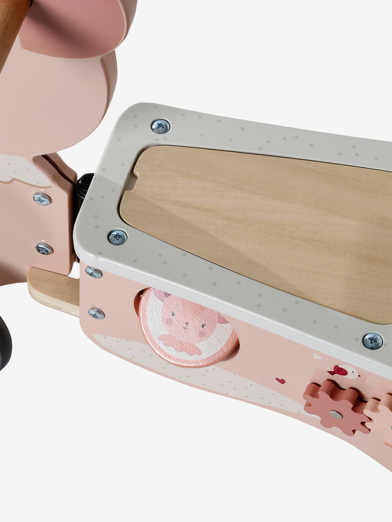 Vertbaudet Baby 2-in-1-Rutschfahrzeug/Lauflernwagen, Holz FSC - rosa