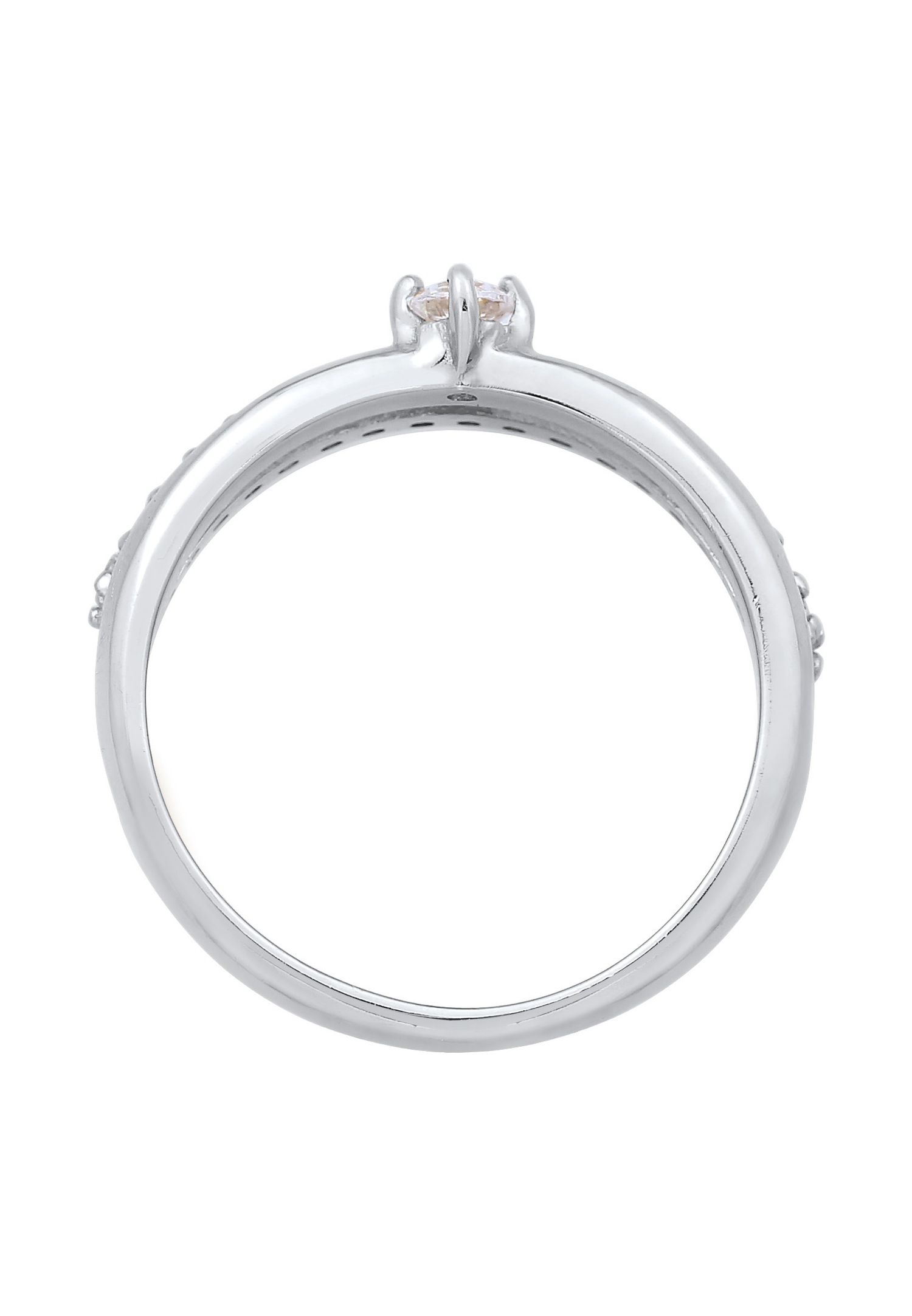 Elli Women's Sparkling Solitaire Engagement Ring with Cubic Zirconia Crystals in 925 Sterling Silver
