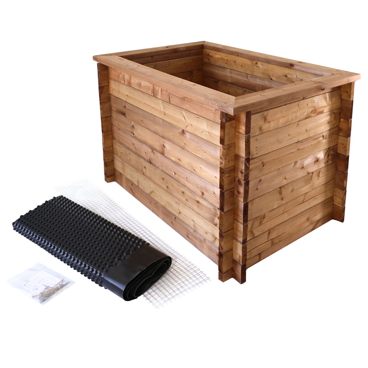 Lemodo Massives Hochbeet aus Holz, Frühbeet als Set mit Noppenfolie und Nagerschutzgitter