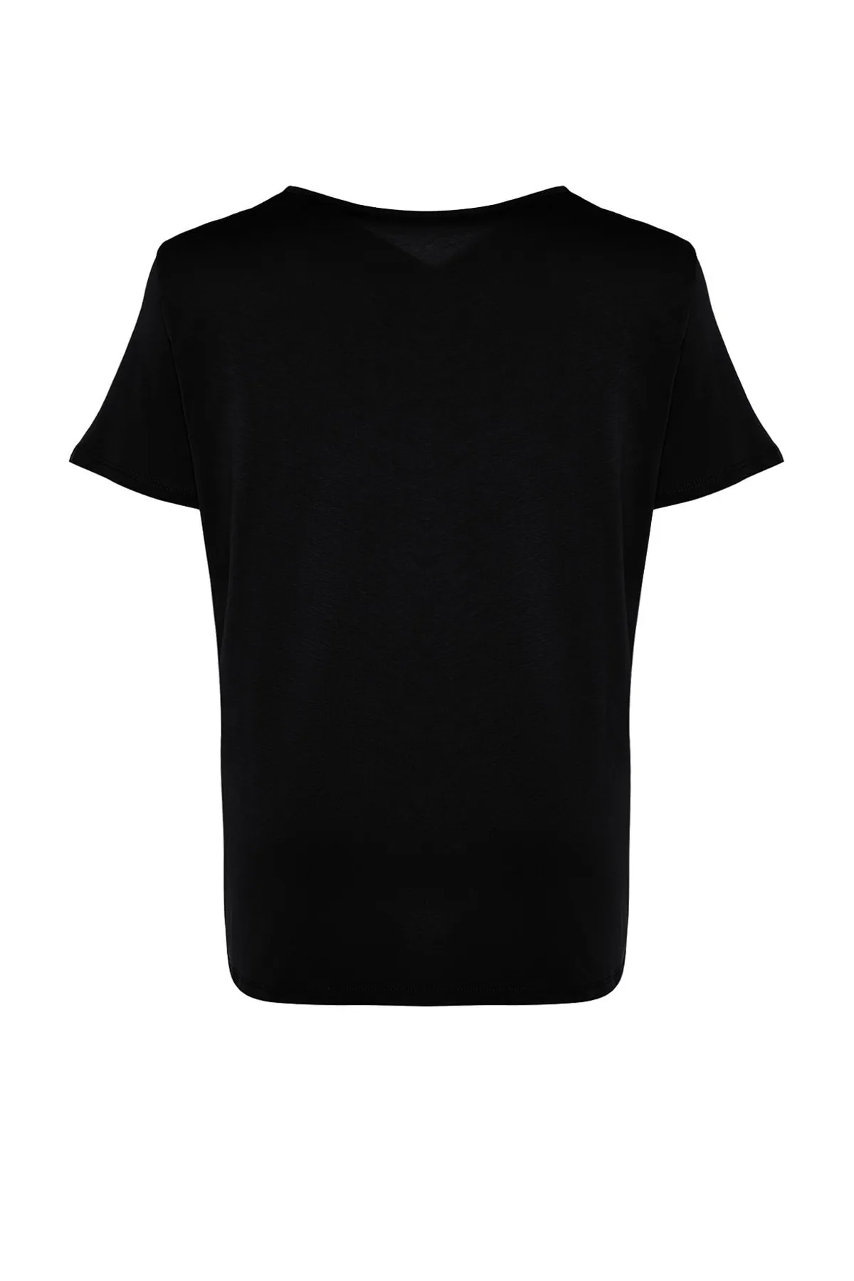 Trendyol Curve  Gestricktes T-Shirt mit schwarzem Kragen und detailliertem Kragen TBSSS22TS1027