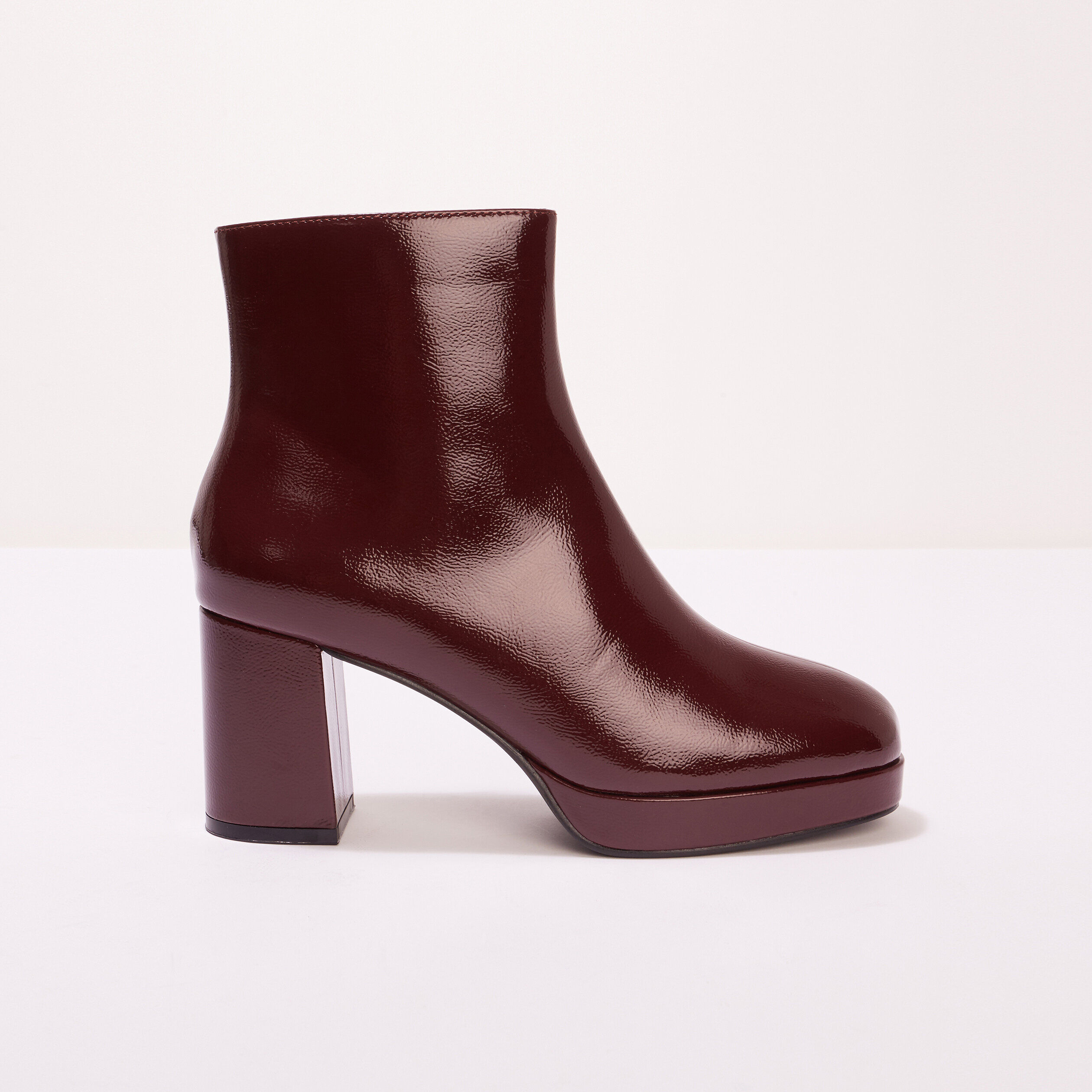 Bottines vernies talon haut prune femme | Cache Cache