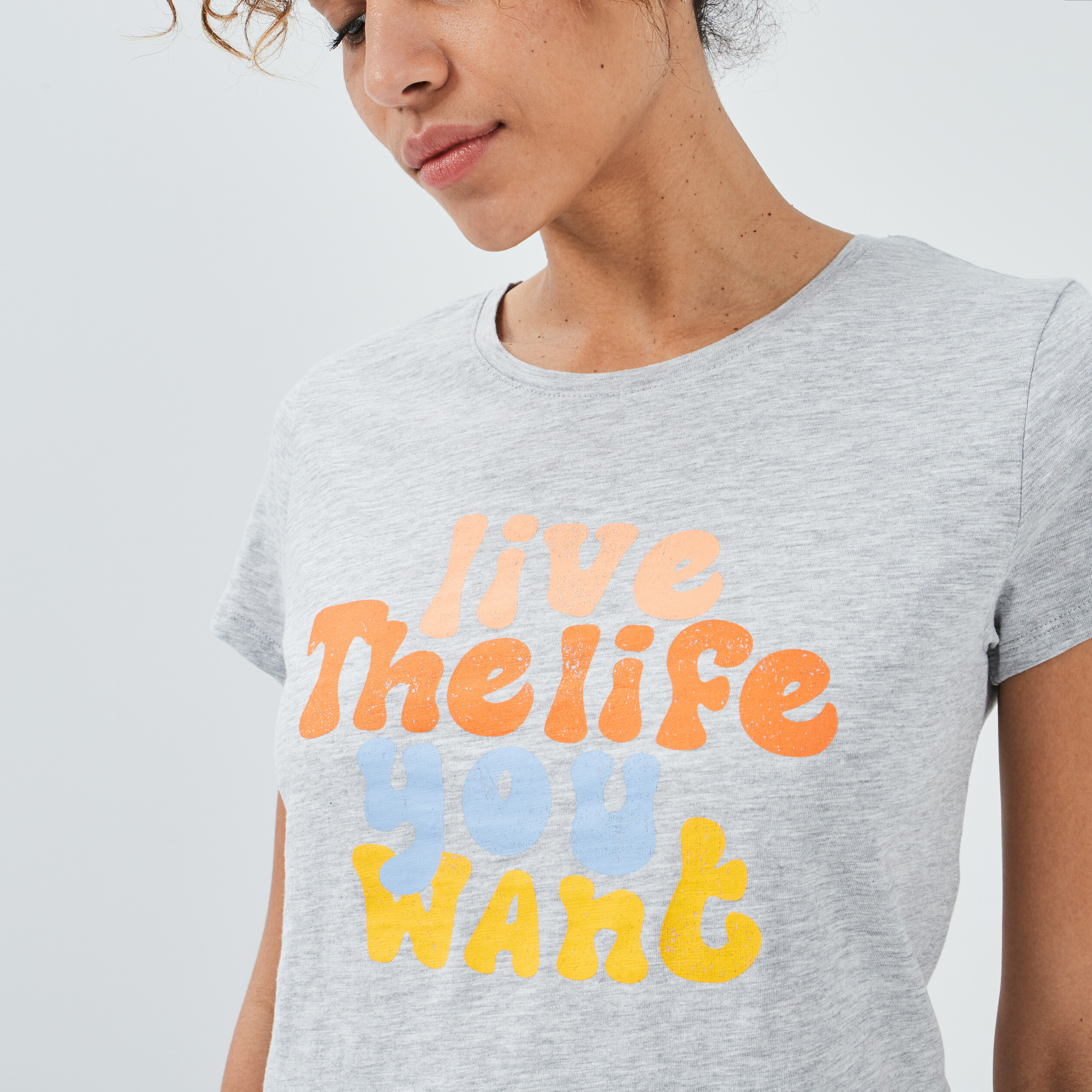 T-shirt manches courtes Creeks gris femme | La Halle