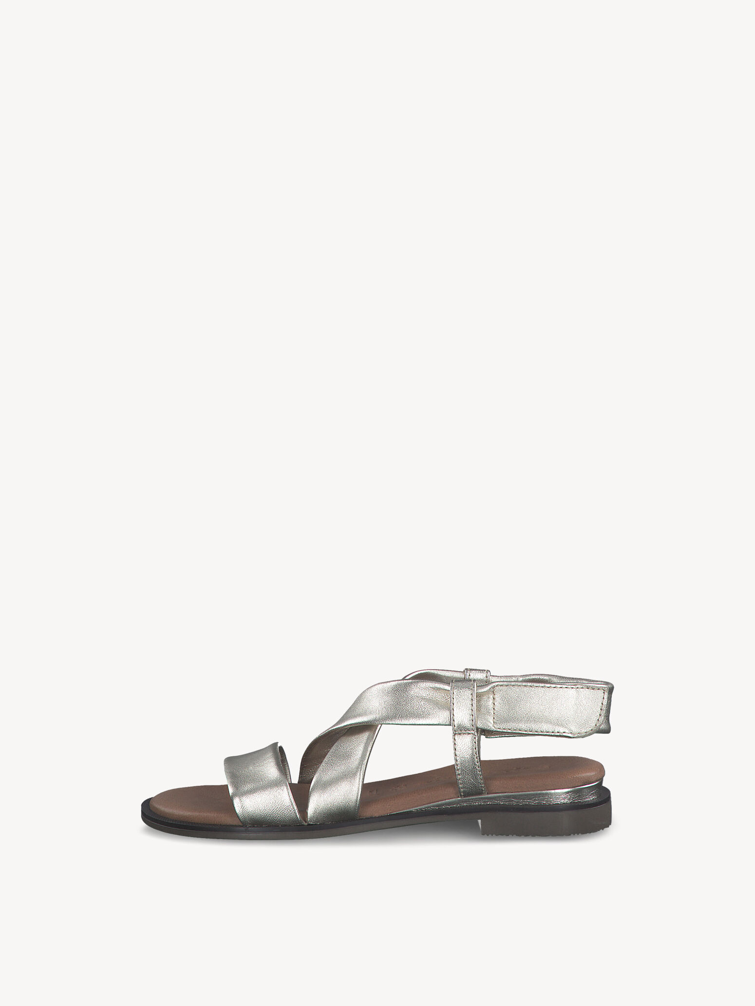 Sandale à talon en cuir - métallique