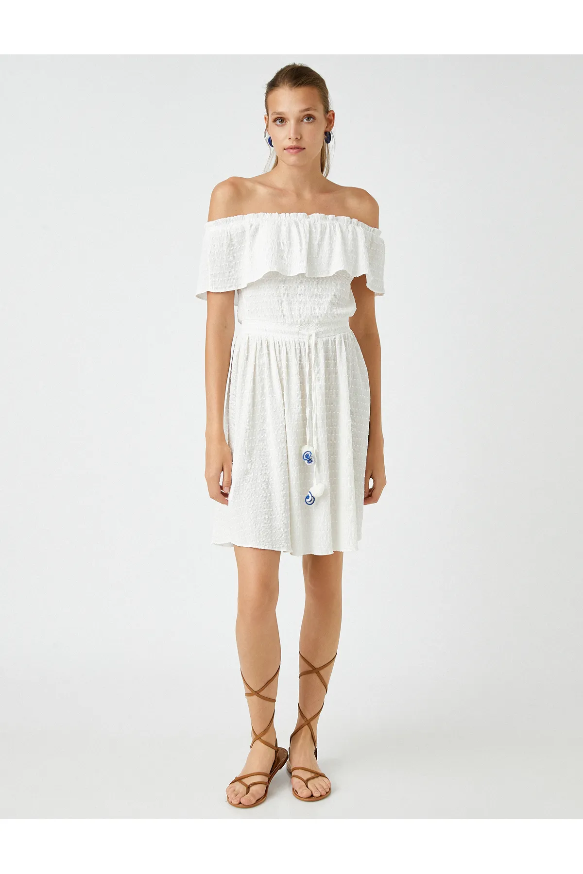 Koton  Schulterfreies Minikleid mit Quastendetail