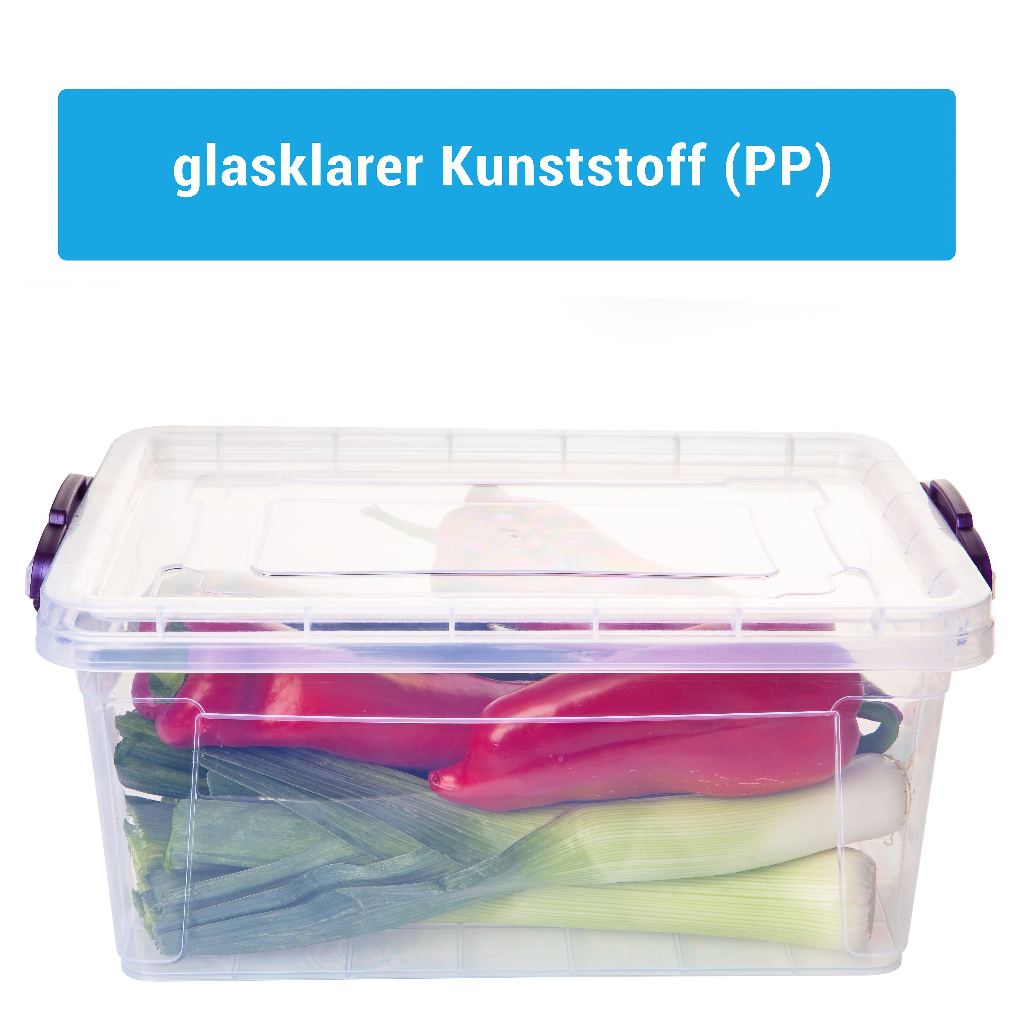 Centi Allzweckkiste Aufbewahrungsboxen, Transparent Plastikbox mit Deckel (Spar Set, 6 St., 30L x 20B x 13.5H cm 5 Liter), Aufbewahrungsboxen, Transparent Plastikbox mit Deckel Lebensmittelecht