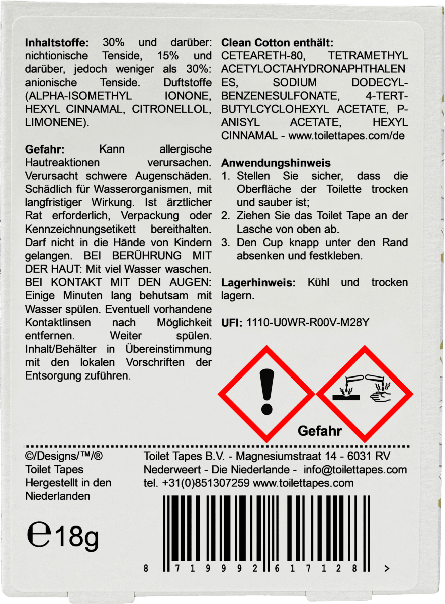 WC-Stein Toilet Block Clean Cotton, 1 St
