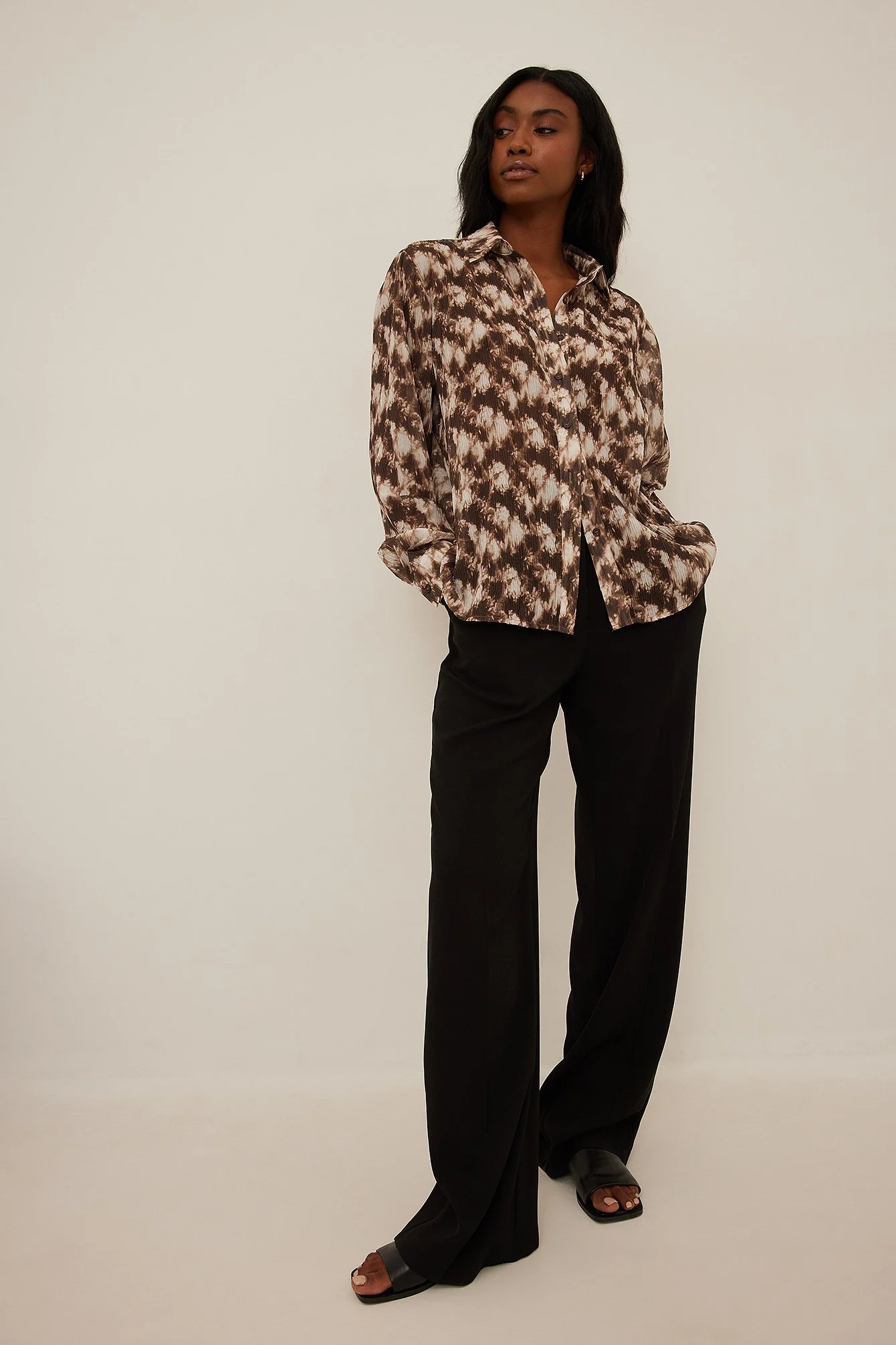 Pleated Print Shirt