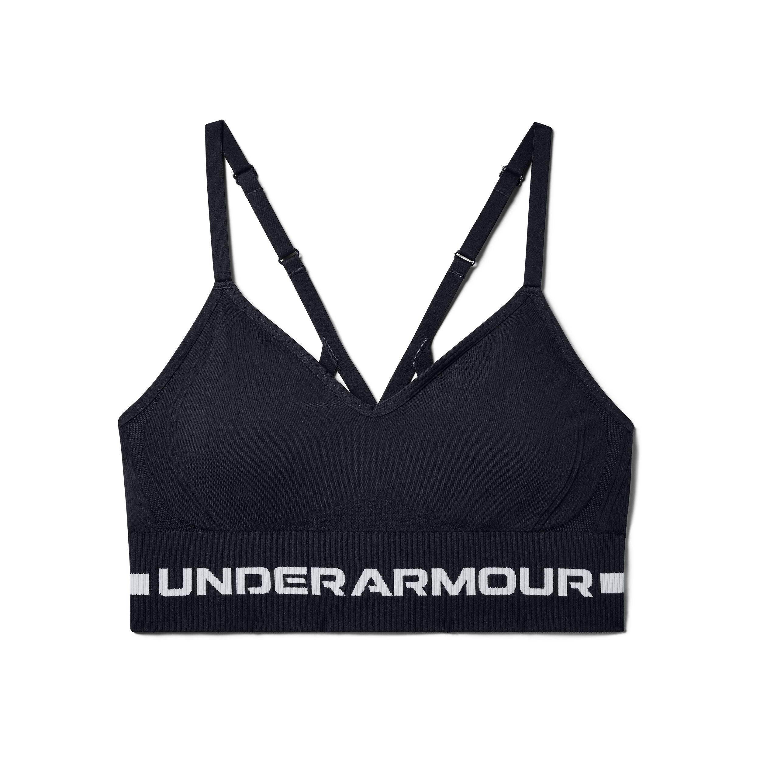 Seamless Low Long Sport-BH Damen - Schwarz, Hellgrau