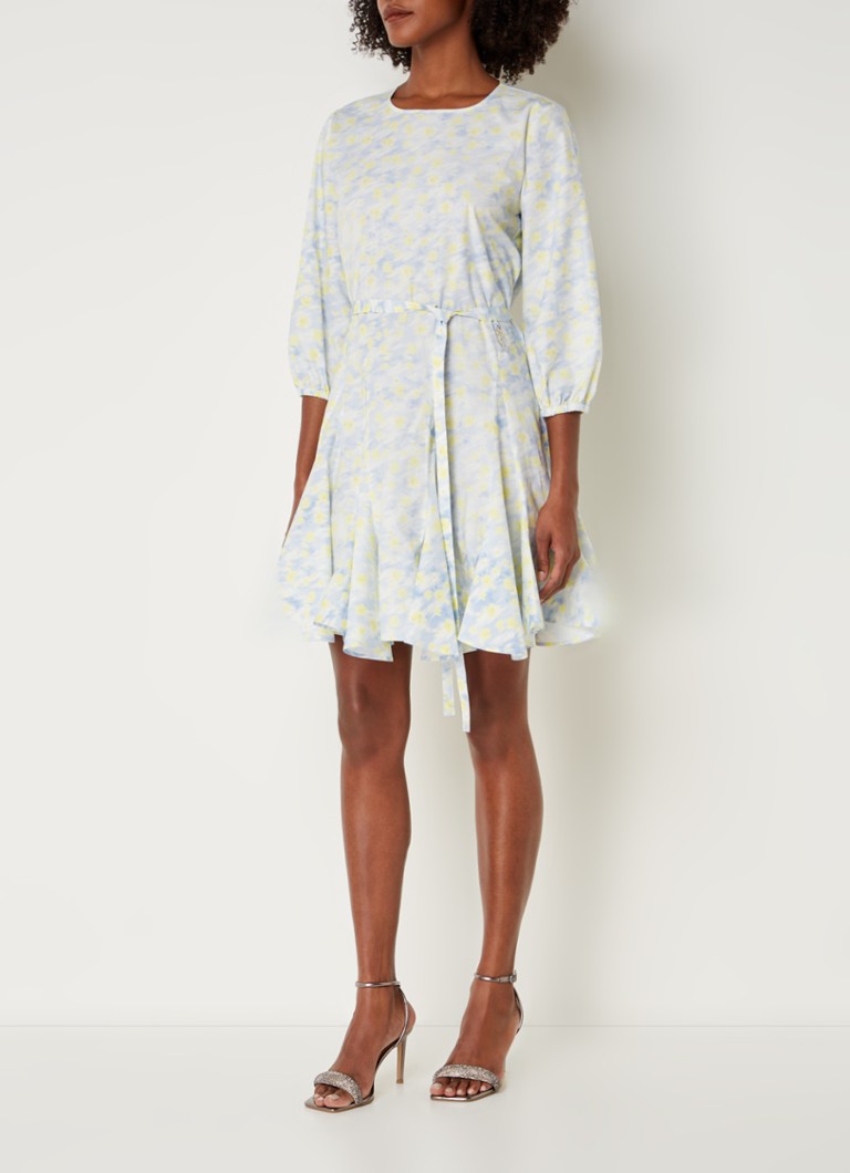 Vestido túnica corto HUGO BOSS Karomalla con estampado floral y cinturón anudado