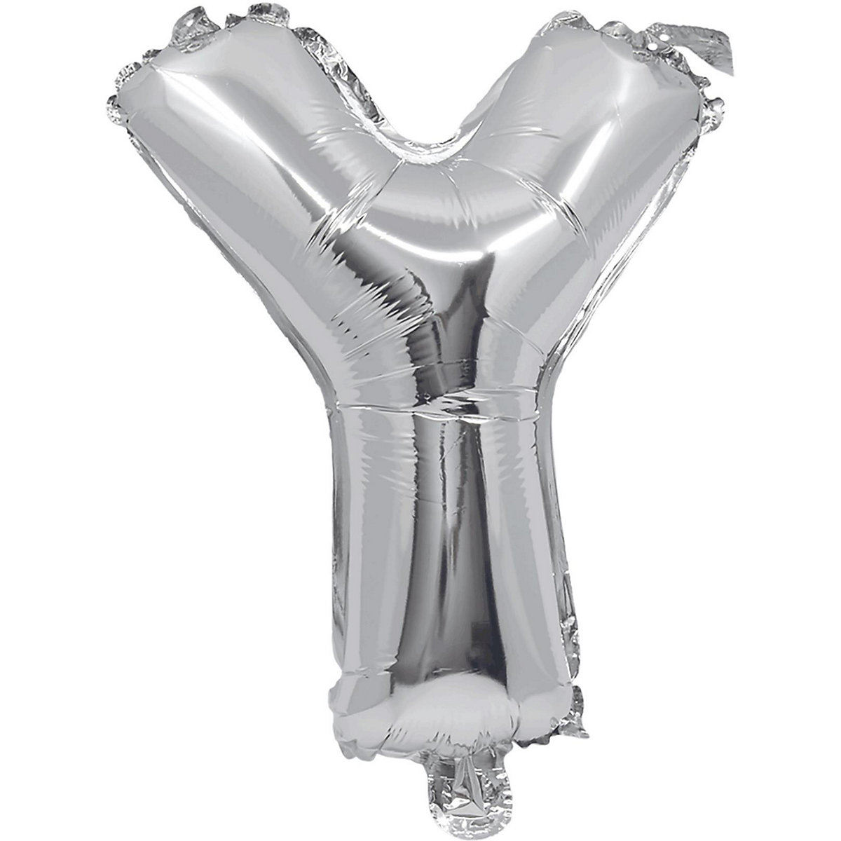 Folienballon Buchstabe Y silber, 32 cm, inkl. Pustehalm