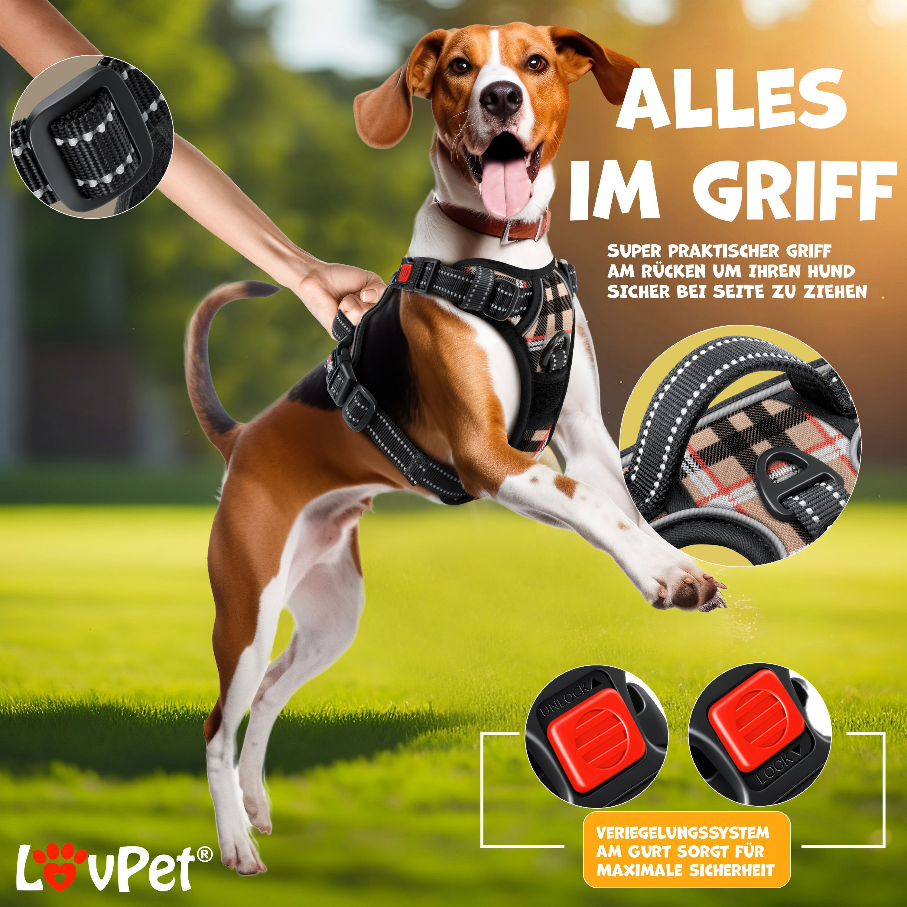 Lovpet Hunde-Geschirr, ohne Zug & würgen für Hunde & Welpen atmungsaktiv & weich