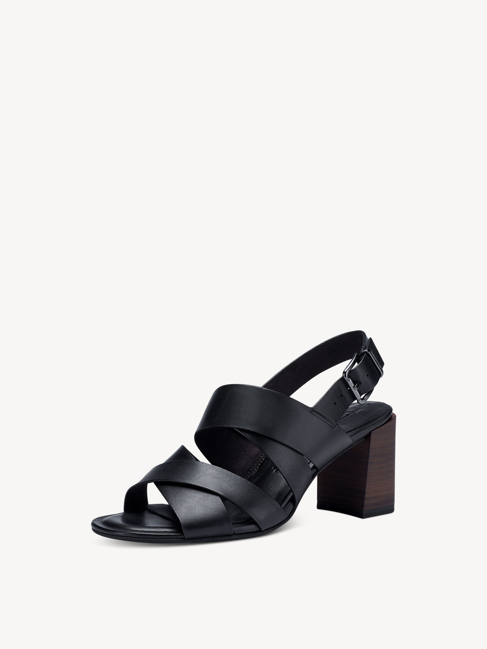 Sandale à talon en cuir - noir
