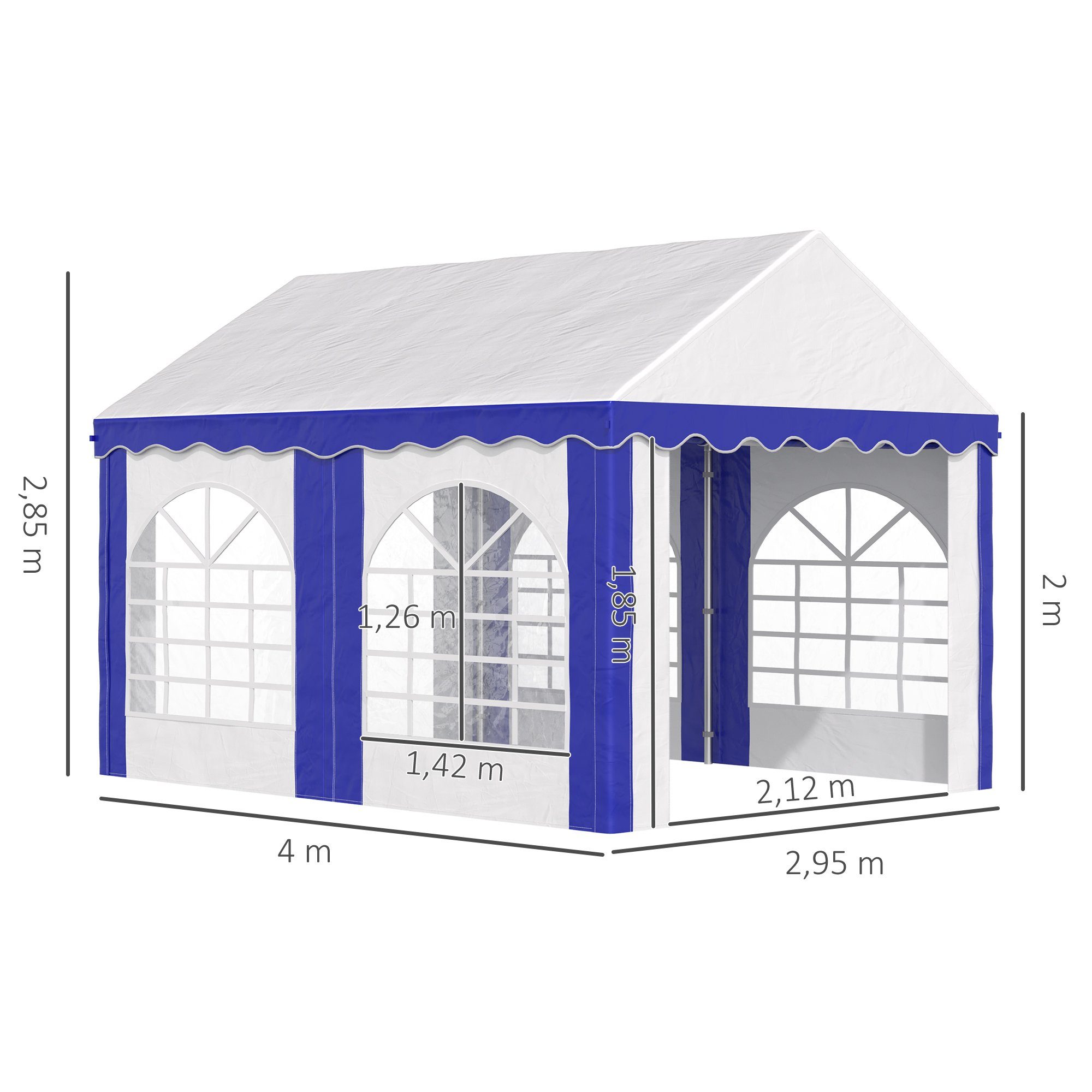 Outsunny Pavillon abnehmbare Seitenwände, Stahl+Kunststoff, mit 3 Seitenteilen, (Set, Party-Zelt), BxT: 400x295 cm