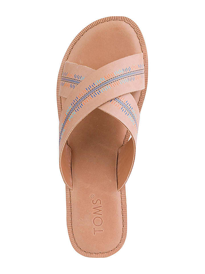 TOMS Leder-Pantoletten in Hellbraun/ Bunt günstig kaufen 37,5