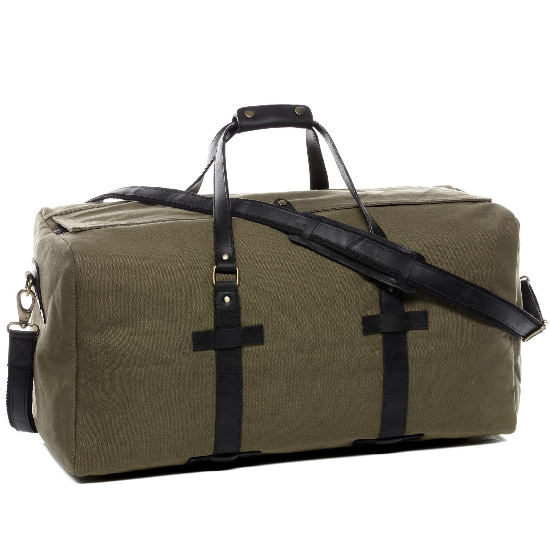 SID & VAIN Reisetasche Leder Weekender Unisex CHASE, Echtleder Reisegepäck für Damen & Herren, Sporttasche XL olive-grün
