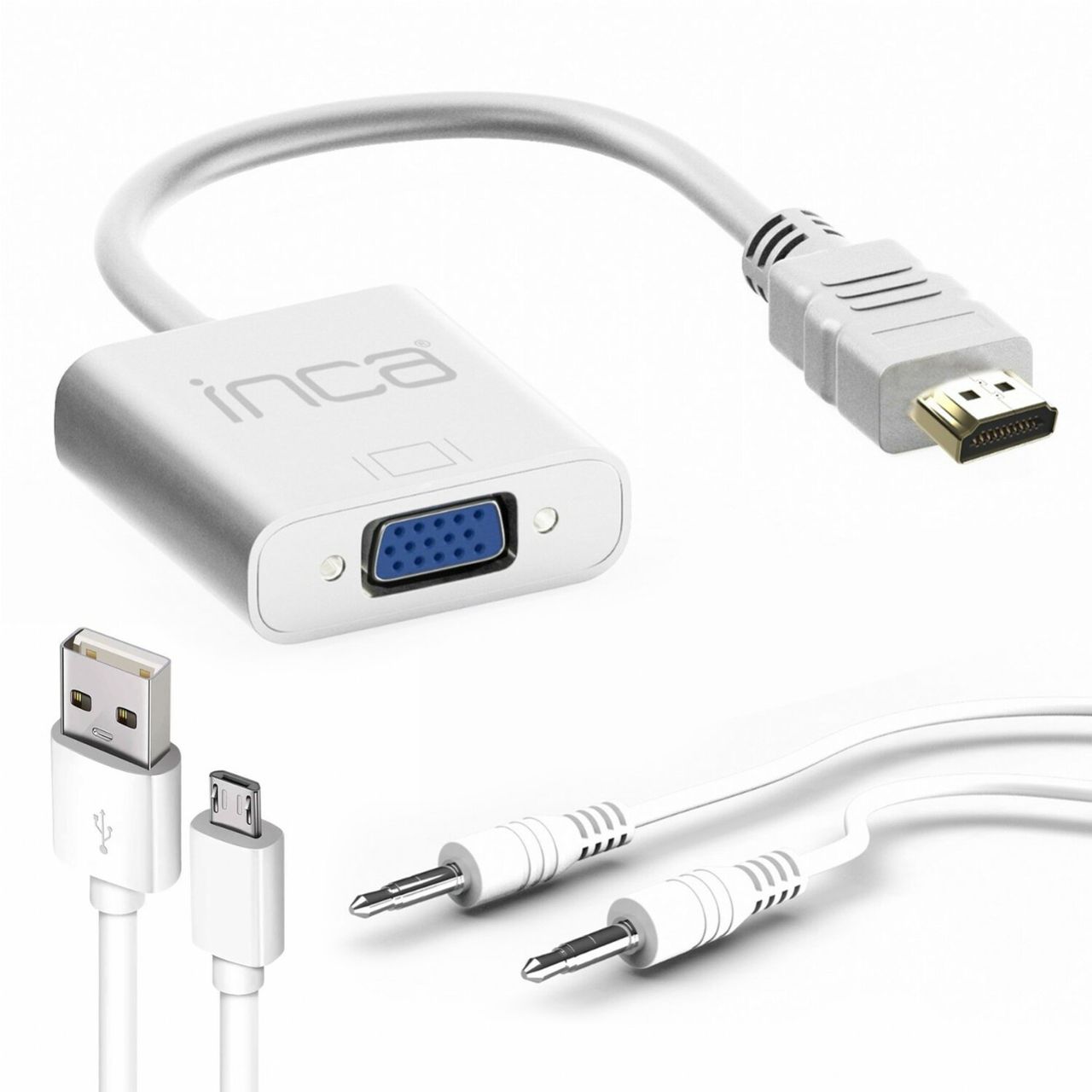 Inca HDMI-auf-VGA-Adapter mit inkludiertem Audiokabel