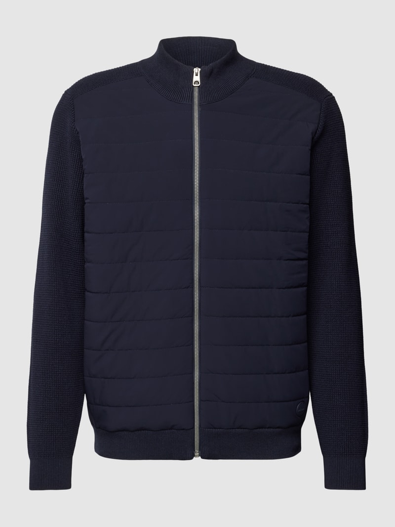 Strickjacke mit Stehkragen und Reißverschluss in marineblau
