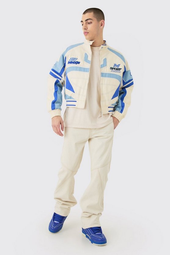 Kastige Twill Moto-Jacke