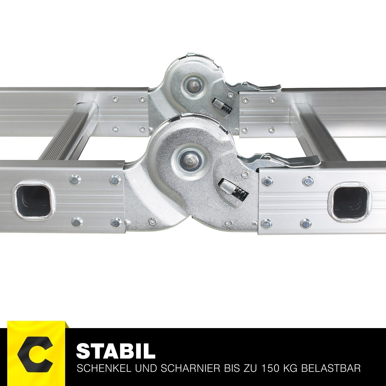 Craftfull Vielzweckleiter 6in1 Leiter CF-104A inkl. 3 Jahre Garantie Mehrzweckleiter Aluminium (Sicherheits-Sperriegel - Alu Stehleiter bis 150 kg - Anlegeleiter - Arbeitsbühne - Multigerüst mit Rollen - Haushaltsleiter - Stufen Leiter - Arbeitsleite