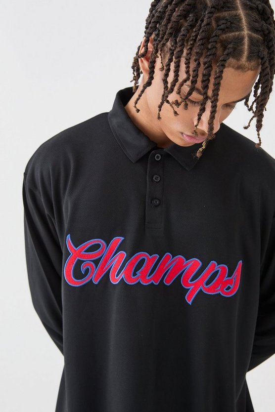 Oversize Champs Mesh Rugby-Poloshirt