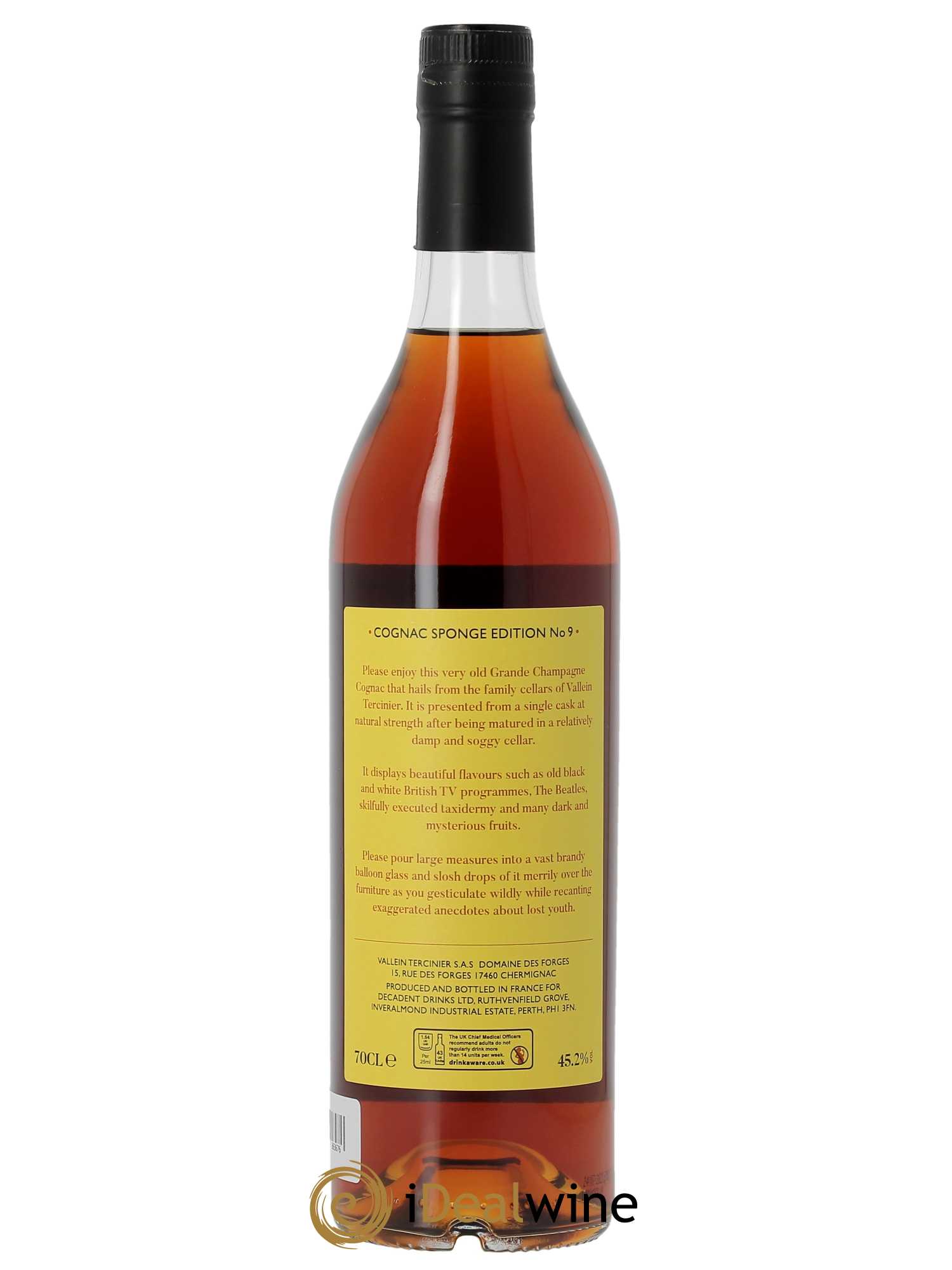 Cognac Grande Champagne Héritage N.62 Edition No 9 Cognac Sponge D.D. (70cl)  - Lot de 1 Bouteille