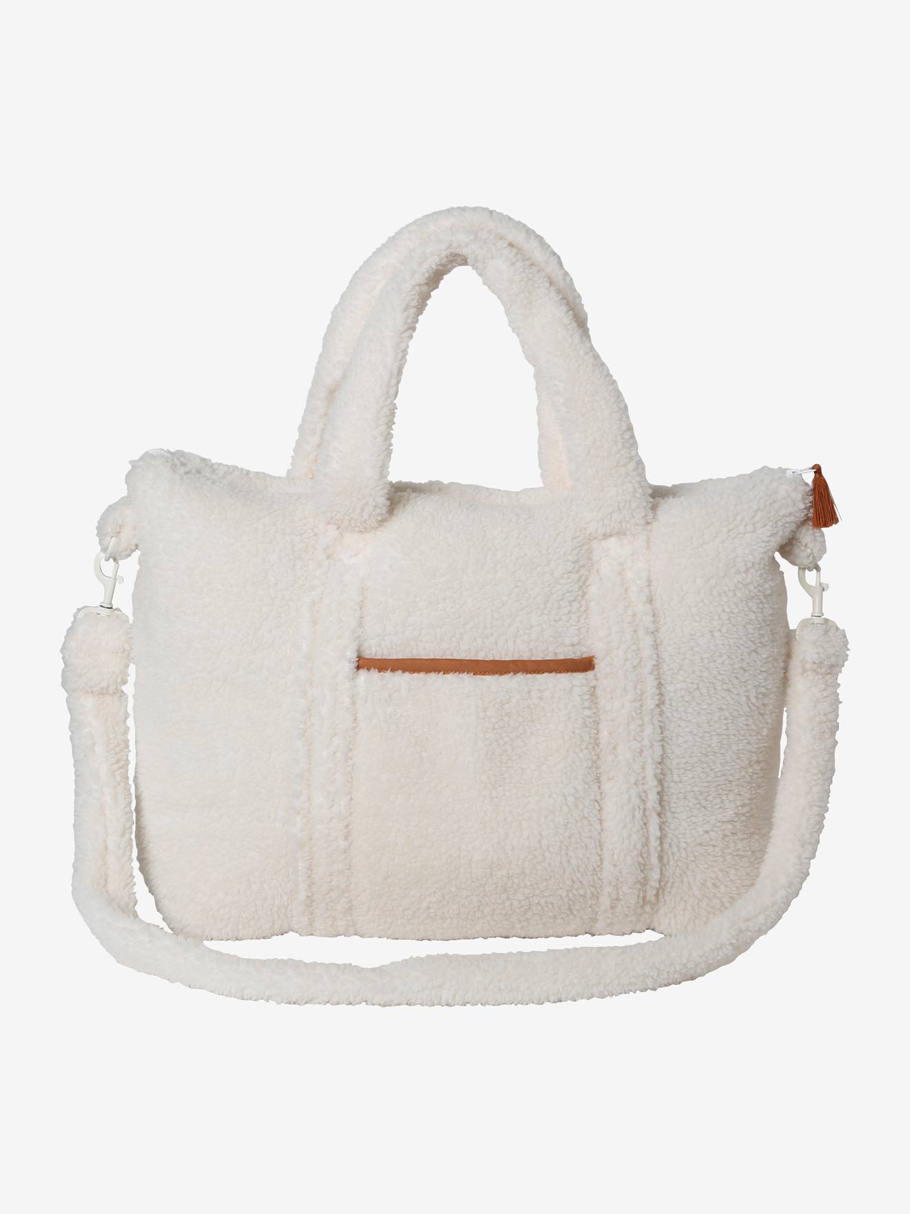 Vertbaudet Wickeltasche PLUME, Fell-Imitat - wollweiß