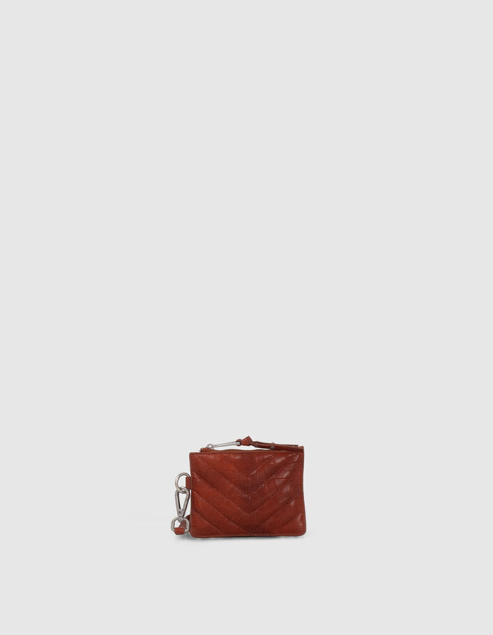 Porte-cartes 1440 Banker orange cuir embossé croco Femme