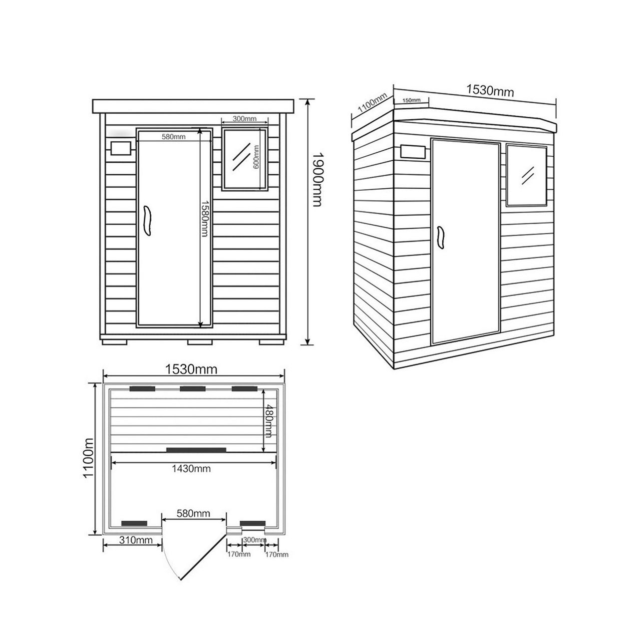 Home Deluxe Infrarotsauna REDSUN L - 153 x 110 cm