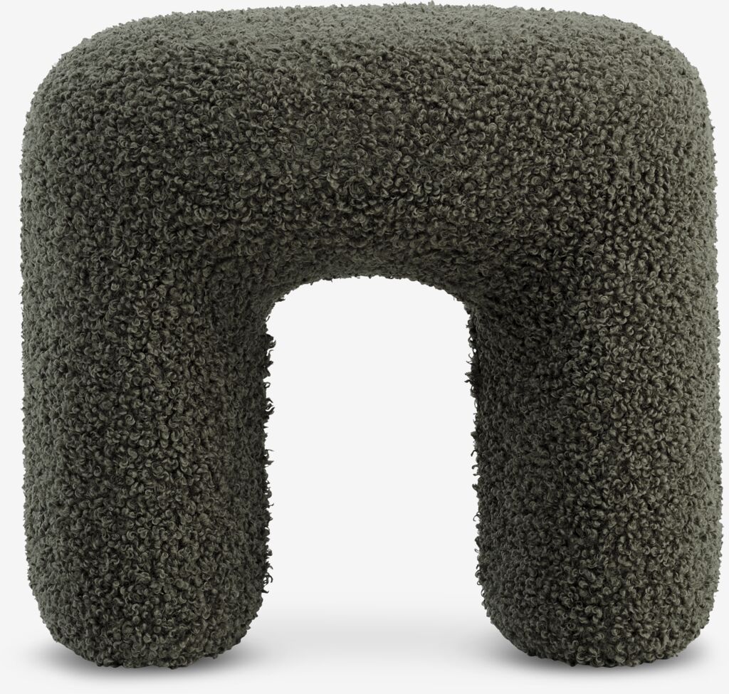 Puf ANDST ANDST 46x38 oliwkowo-zielony materiał typu „miś”