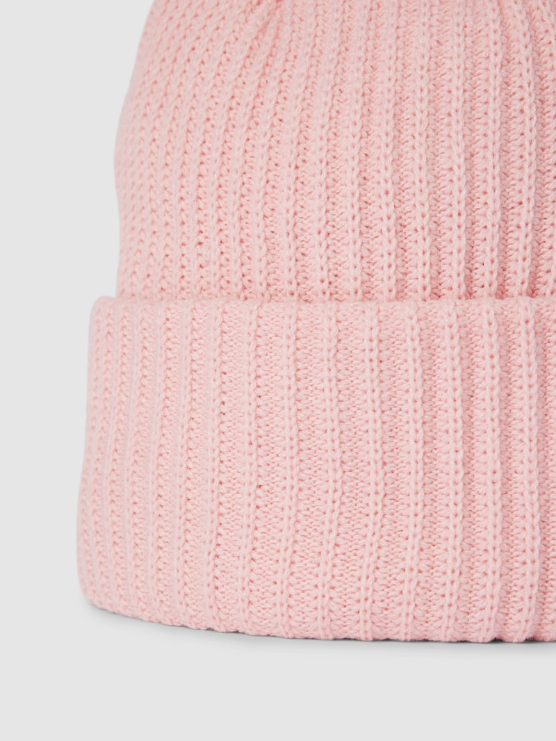 Strickmütze mit breitem Umschlag Modell 'HEXO' in hellrosa