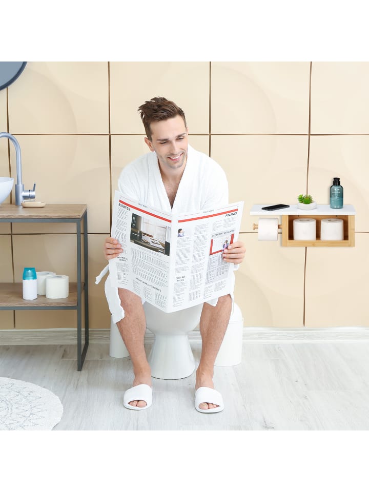 relaxdays Toilettenpapierhalter in Natur/ Weiß günstig kaufen onesize