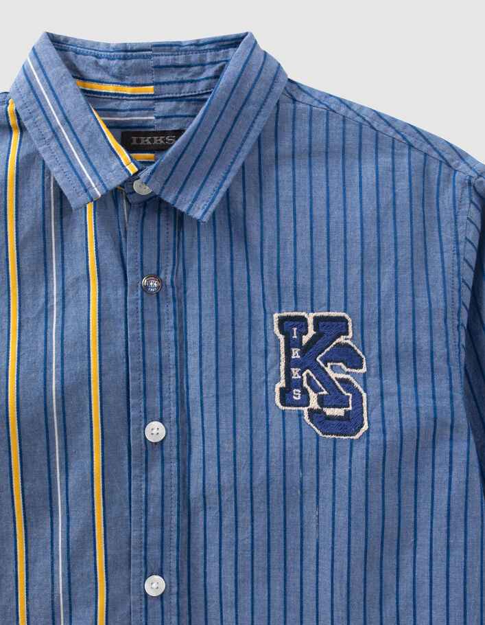 Chemise bleue avec mix rayures garçon