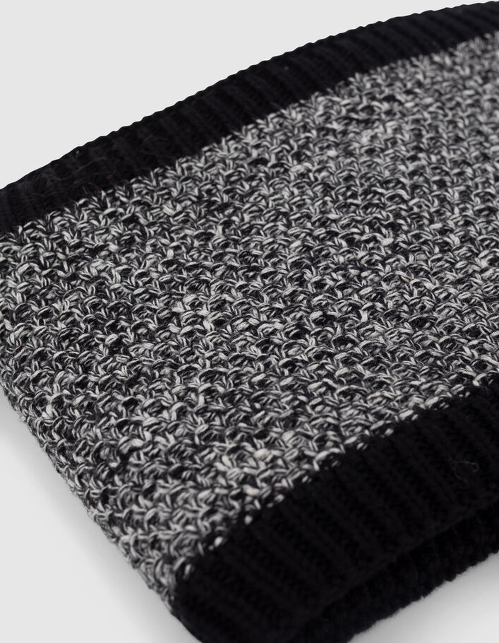 Snood noir tricot chiné badge logo bébé garçon