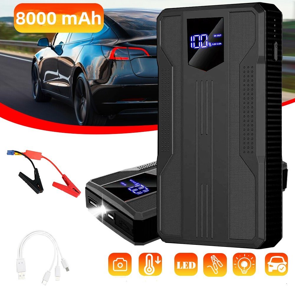 MDHAND Auto Batterieladegeräte Autobatterie-Ladegerät (Set, 1-tlg., 8000mAh Notstartstromversorgung)