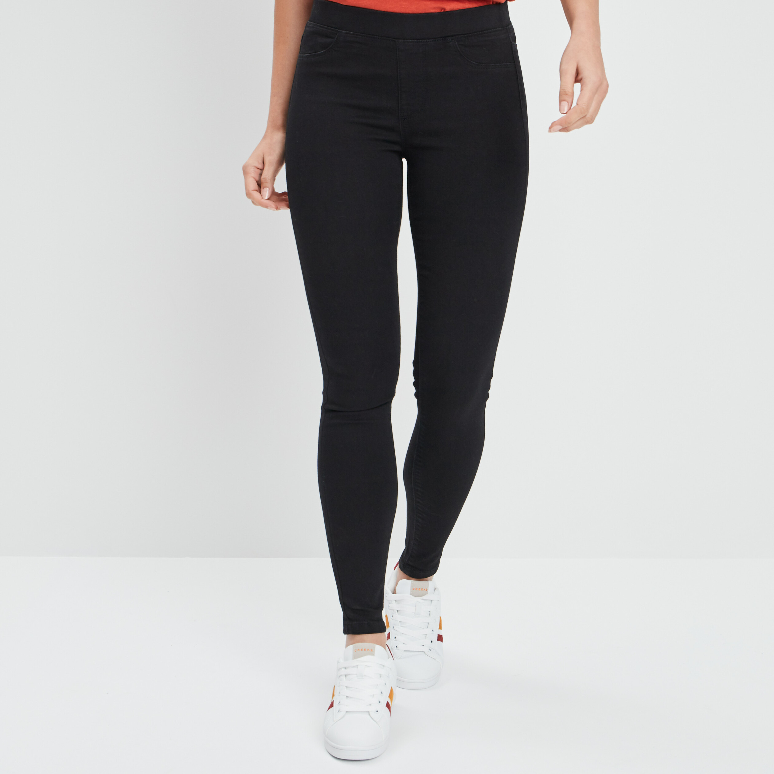 Jegging taille standard denim noir femme | La Halle