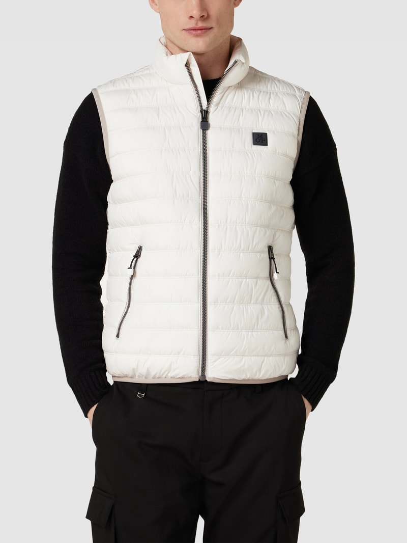 Steppweste mit Label-Detail in offwhite