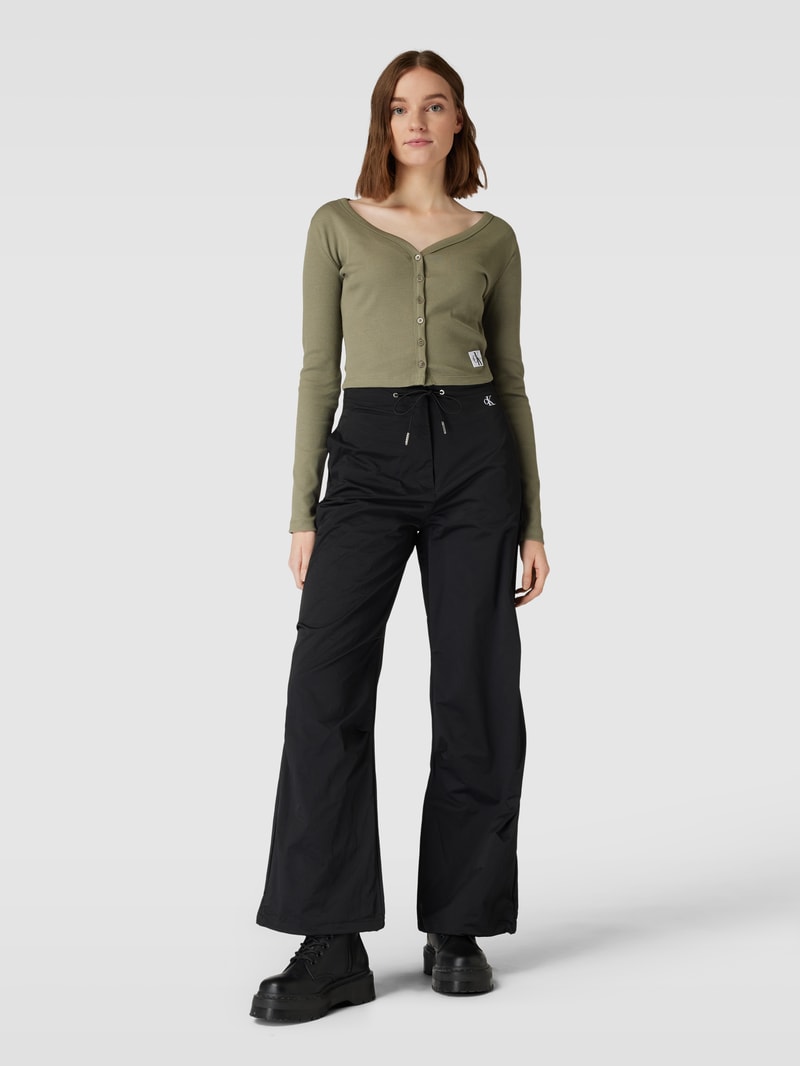 Cardigan mit Label-Patch in olivgrün