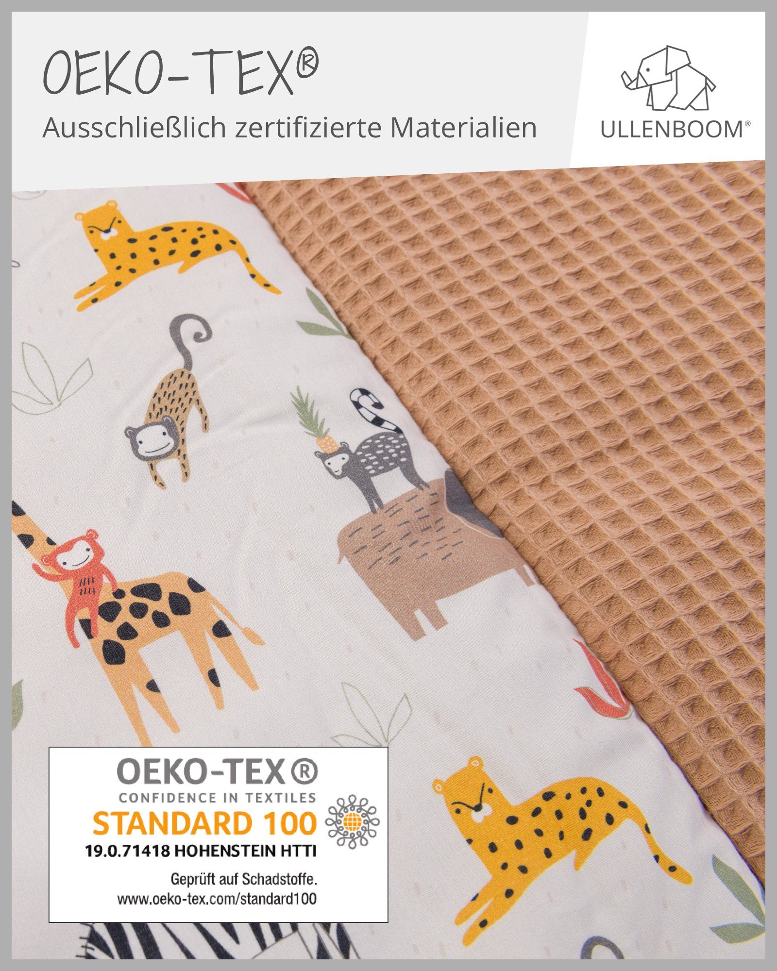 Krabbeldecke Krabbeldecke Babys 120x120 cm, Sand Savanne (Made in EU), ULLENBOOM ®, Dick gepolstert, Außenstoff 100% Baumwolle, in verschiedenen Größen