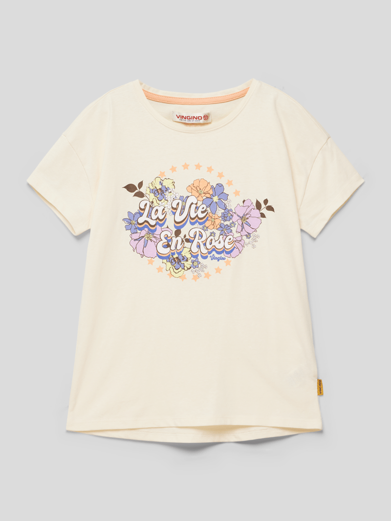 T-Shirt mit Motiv-Print in offwhite