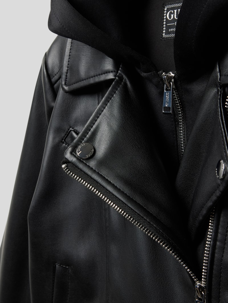 Bikerjacke in Leder-Optik Modell 'HOODED' in schwarz