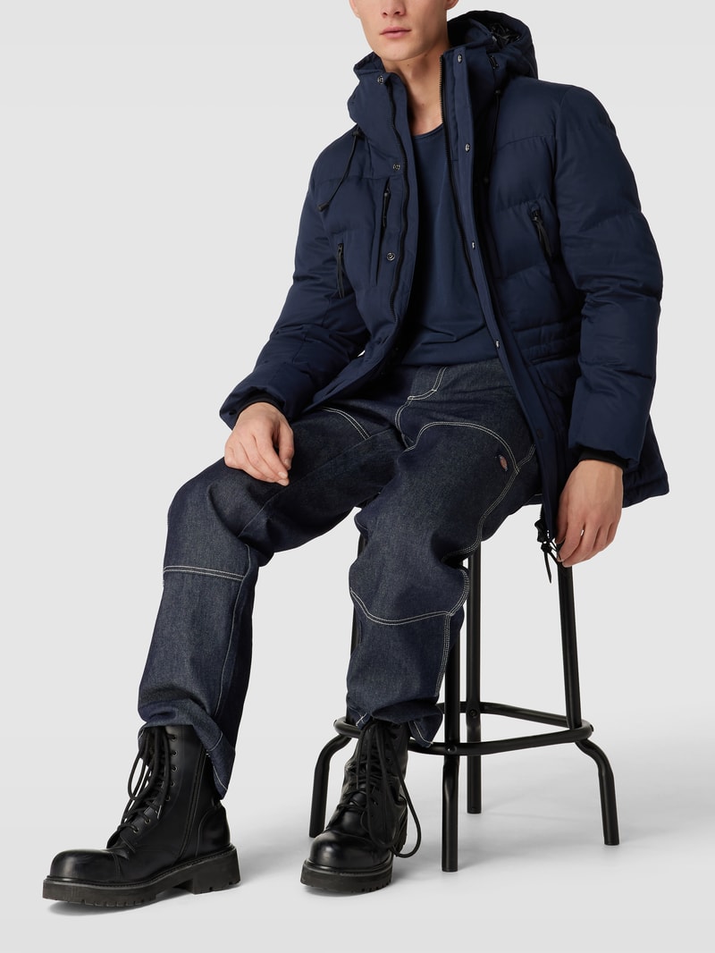Steppjacke mit Kapuze in marineblau