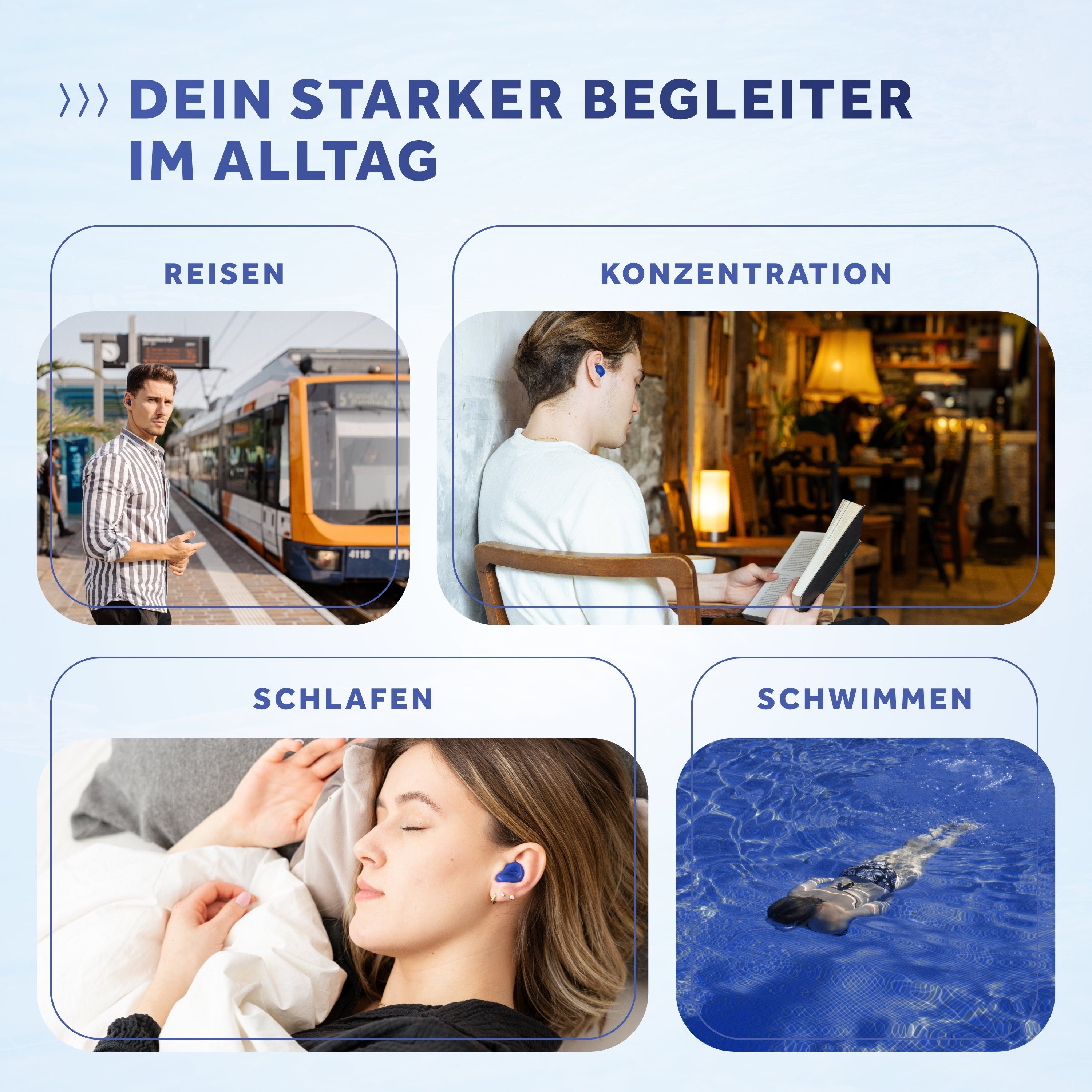 Schallwerk Gehörschutzstöpsel SCHALLWERK ® Soft+, 12 Silikon Ohrenstöpsel – optimale Unterstützung