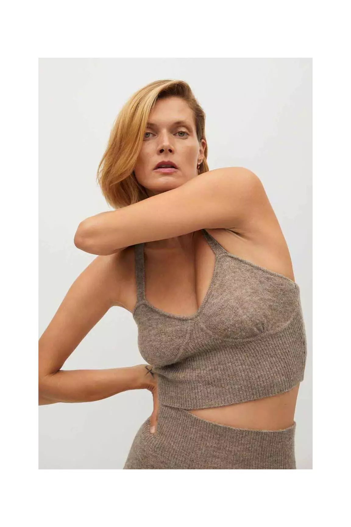 Mango Crop Tops Femme couleur marron