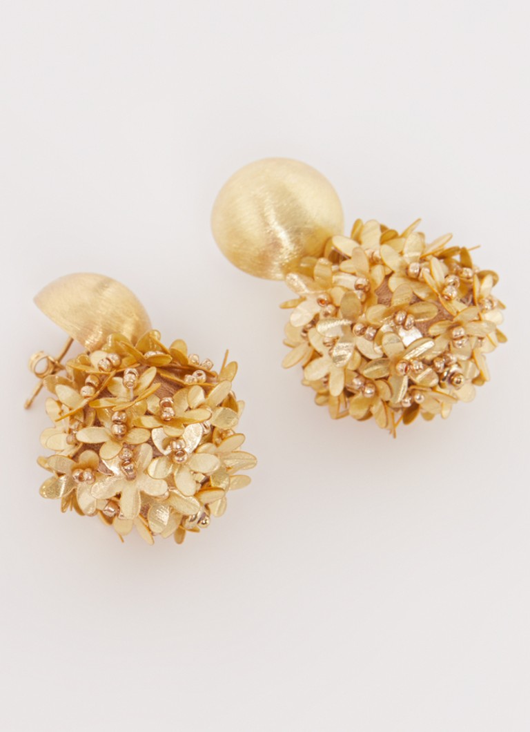 Σκουλαρίκια LOTT. gioielli επιχρυσωμένα με λουλούδι σε σχήμα μπάλας με παγιέτες, μέγεθος M
