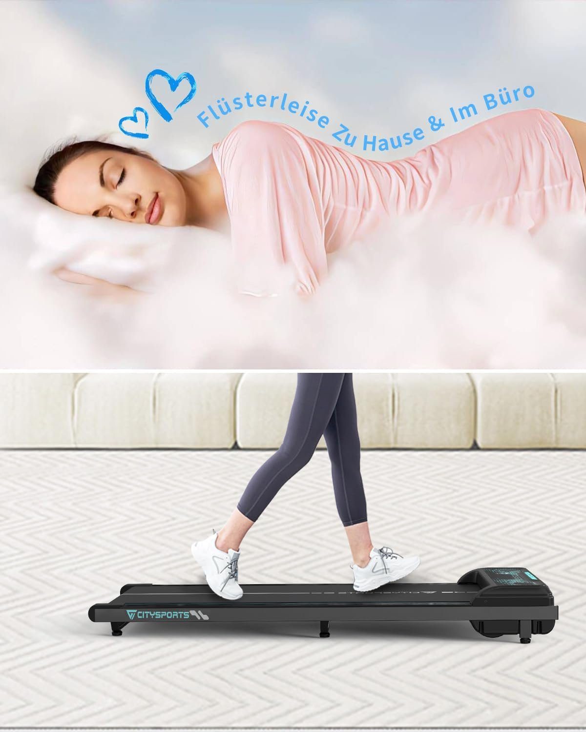 CITYSPORTS Laufband WP6, für zuhause mit Fernbedienung Bluetooth LED Dispaly,1-6KM/H