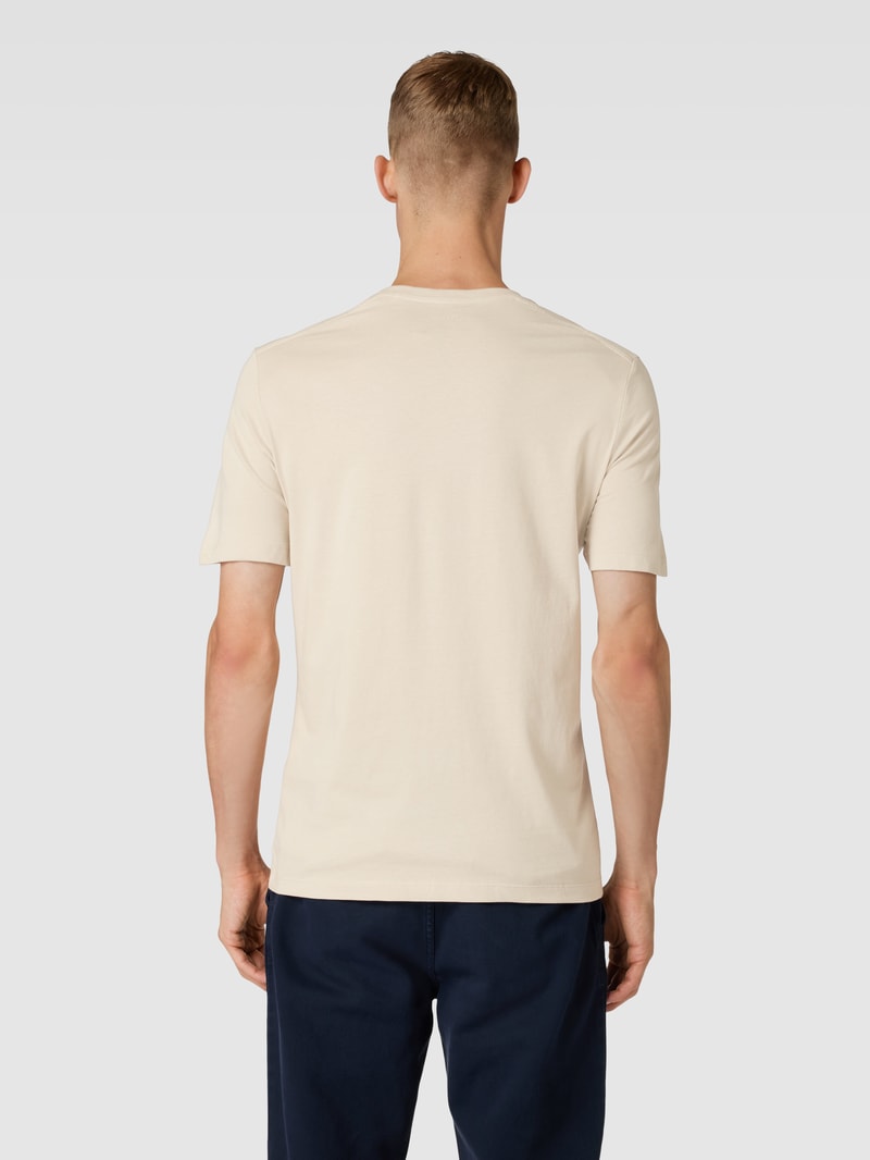 T-Shirt mit Label-Detail Modell 'BASIC' in beige
