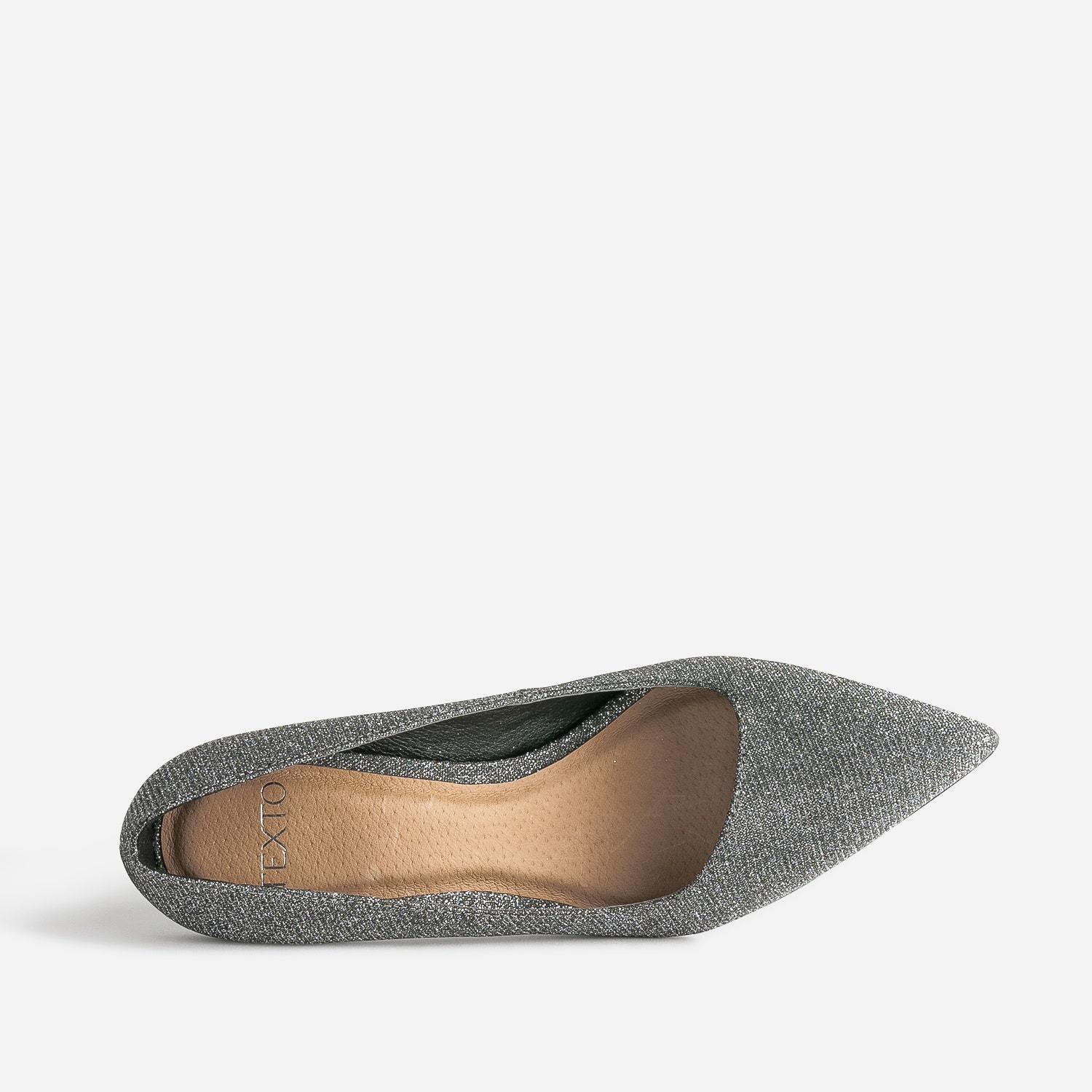 Escarpin TEXTO gris pailleté avec découpe biais
